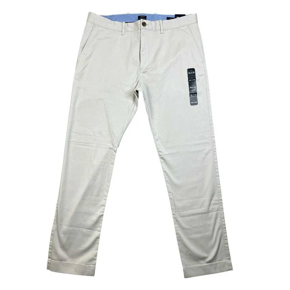 J Crew Chino Pants Mens 36x32 Gray Stone Cotton Stretch Slim Fit Office CO399